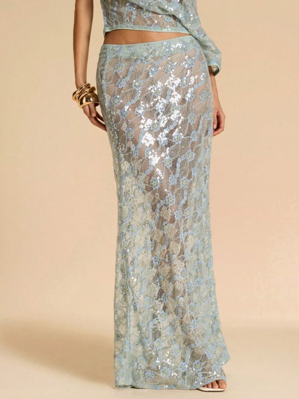 Blue Sexy Women's Sheer Lace Party Skirt - Picture 6 of 8